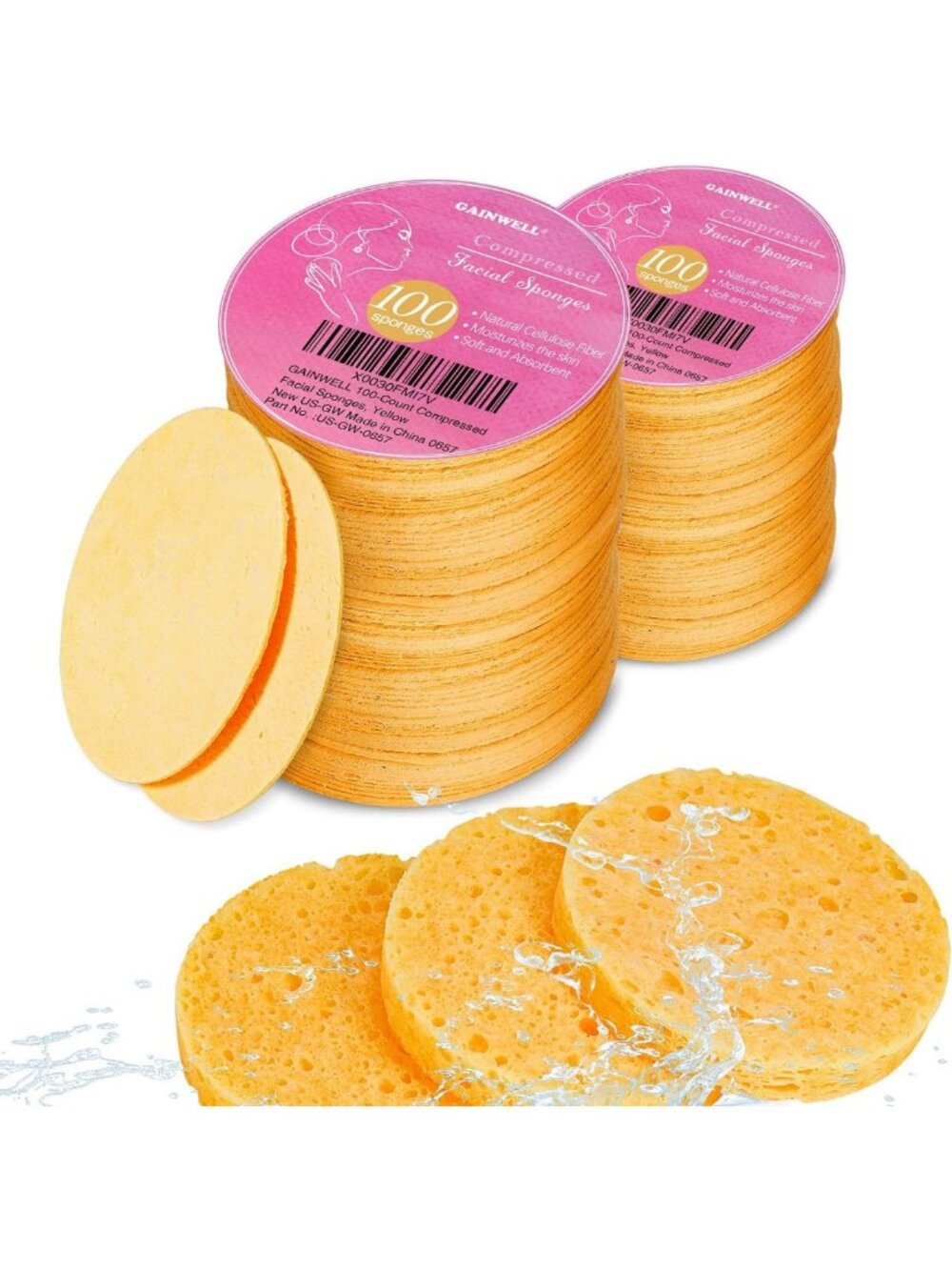 200PCS Compressed Facial Sponges for Cleansing & Spa Use - Soft & Absorbent